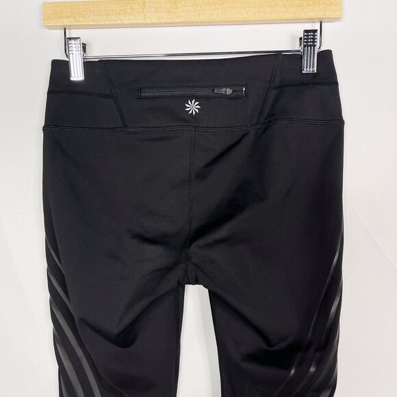 Athleta Small S Black Gel Sonar Striped Capri Leggings Workout Tights Activewear - Picture 5 of 9